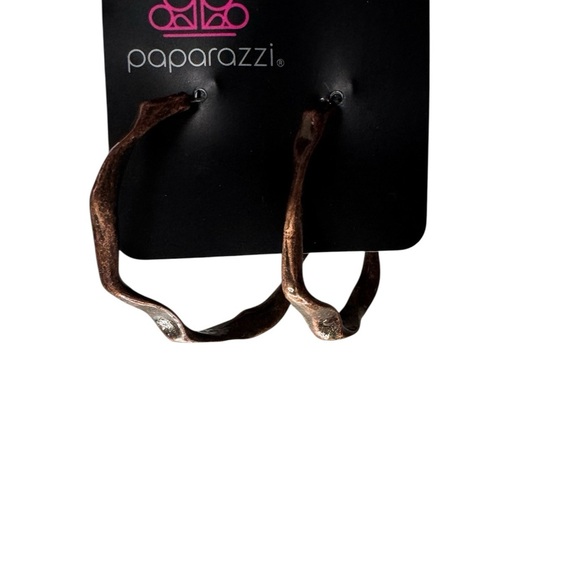 Paparazzi Copper Coveted Curves Hoop Earrings - Picture 2 of 4